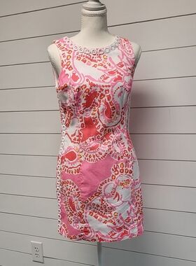 Lilly Pulitzer Pink & Coral Paisley Eyelet Trim Mini Dress